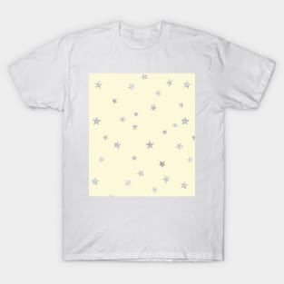 Pretty Y2K Glitter Stars Design in Baby Yellow T-Shirt